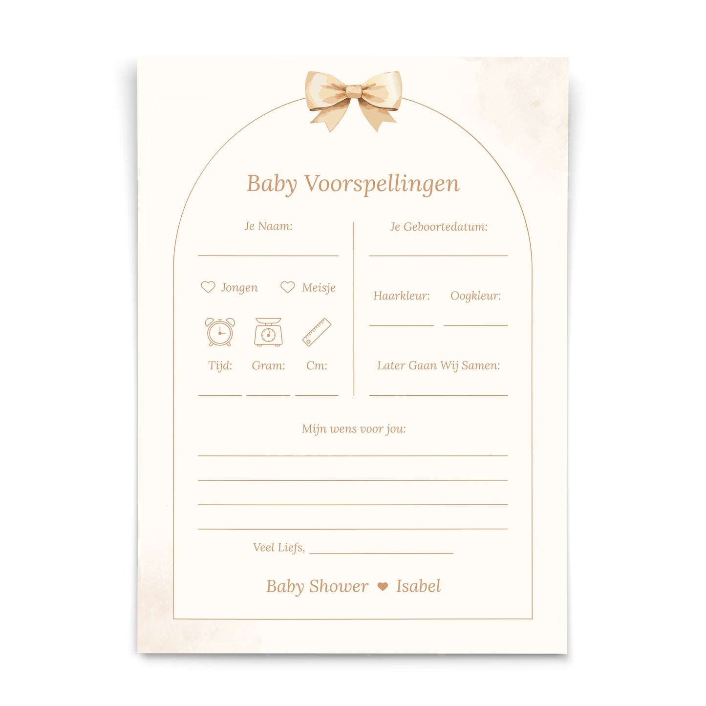 Gepersonaliseerde Babyshower Invulkaarten – Boho