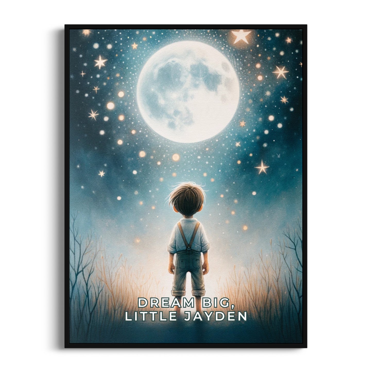 Dream Big, Little Boy Personalized Poster - Starry Night