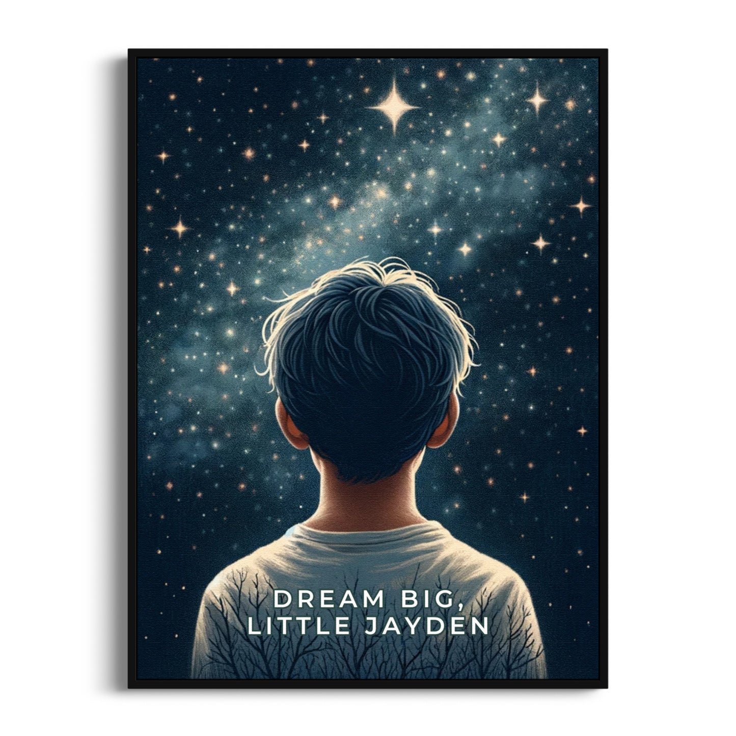 Dream Big, Little Boy Personalized Poster - Minimal Blue