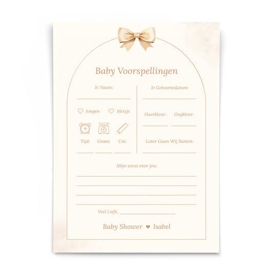 Gepersonaliseerde Babyshower Invulkaarten – Boho