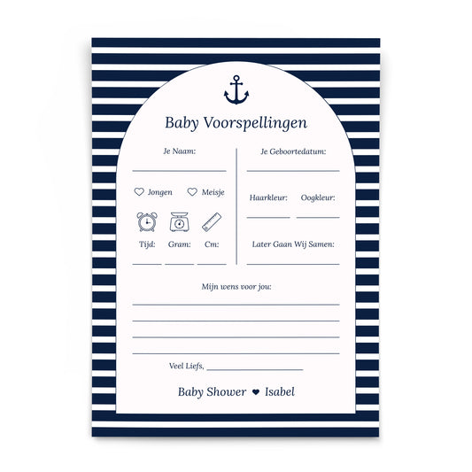 Gepersonaliseerde Babyshower invulkaarten - Baby Voorspellingen - Groene Hartjes